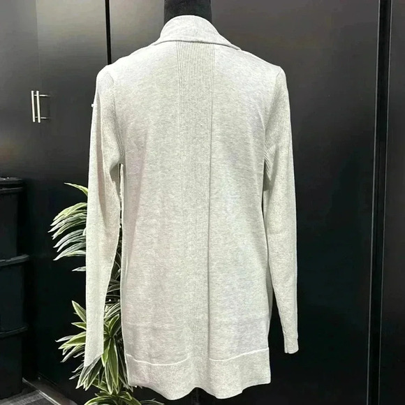 Calvin Klein Knit Cardigan Sweater,waterfall open front,rib knit sleeve,ivory - Picture 2 of 11